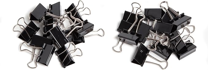 U Brands Binder Clips, Medium 1-1/4-Inch Width, 1/2-Inch Paper Holding Capacity, Black and Silver Steel, 24-Count