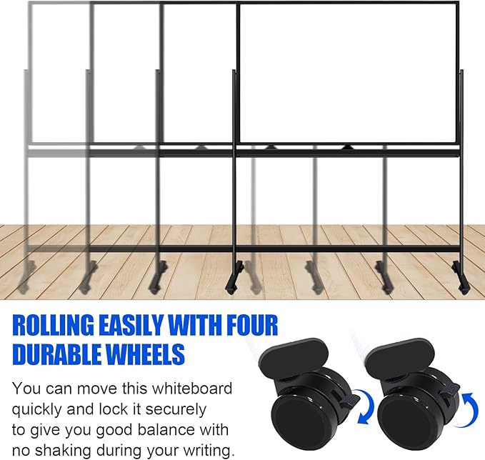 Mobile Whiteboard 60x48 Magnetic Dry Erase Board with Stands, Large Rolling White Boards on Wheels, Double-Sided Standing Whiteboard, 5' x 4' Easel Stand White Board for Office Home Classroom