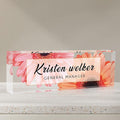 Desk Name Plate Personalized, Custom Name Plates for Desks, Office Desk Decor, Sunflowers Clear Acrylic Glass Block, Personalized Office Gifts for Women Men Boss Teachers Coworkers Appreciation Gifts