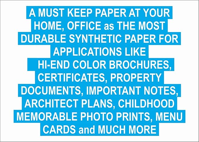 WATERPROOF PAPER | 200 SHEETS NON-TEAR Paper for LASER PRINTERS 5 MIL 110 LB, SYNTHETIC DOUBLE SIDED PAPER, 8.5X11 from HIGHH IMAGE
