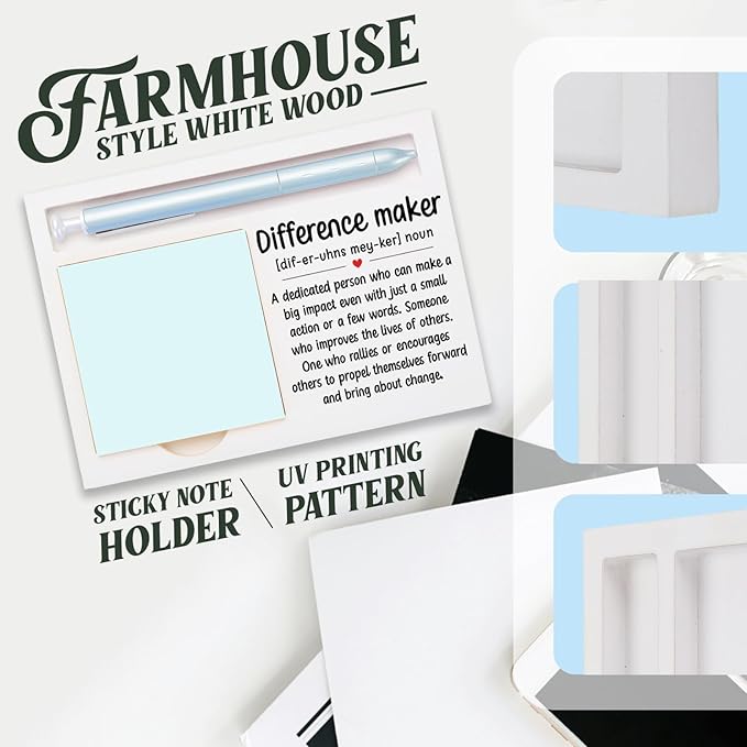 Difference Maker Office Decor Sticky Note Holder Decorative, Difference Maker Thank You Appreciation Gifts for Women Men Self-Stick Note Pad Holders W2B39