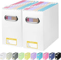 BALEINE File Organizer Box, Cardboard File Folder Organizer with Handle for Letter Size, Portable Collapsible Hanging Filing Box for Home Office Document Storage (2 Pack, White)