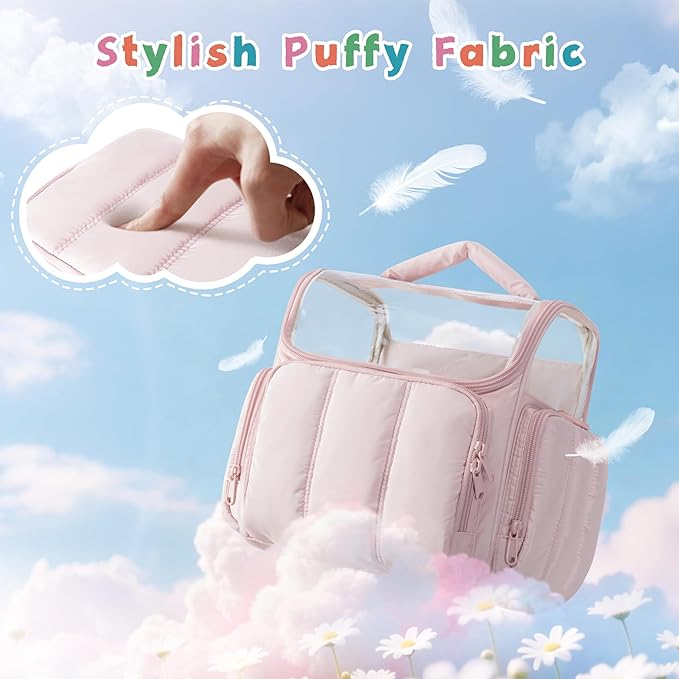 Puffy Marker Organizer Case for 210 Markers, Large Marker Storage Bag with Shoulder Strap for Adults, Artists, Teachers, Coloring Enthusiasts, Marker Holder Organizer, Pink (Patented Design)