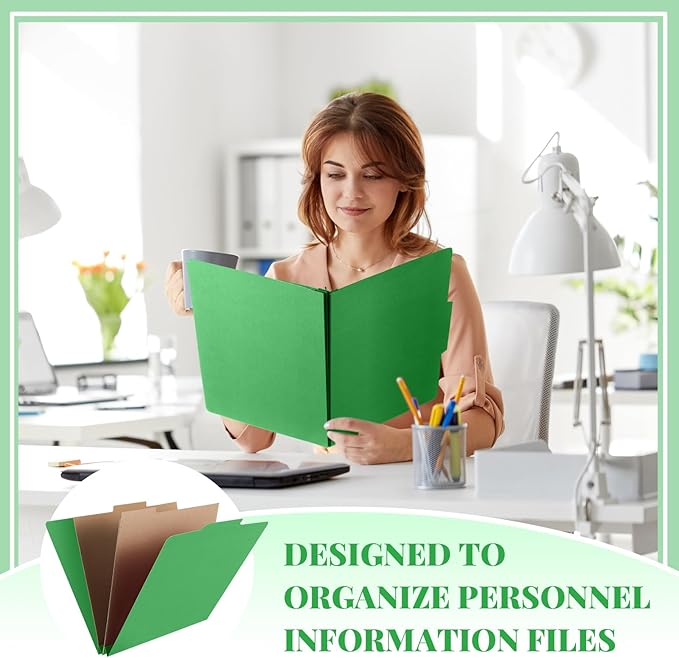 Skyygemm 36 Pcs Classification Folders Letter Size, 2 Pocket Dividers Pressboard File Folder with Fasteners, Expanding File Organizer Bulk for Teachers, Clergy, Office, Church, Christmas (Green)