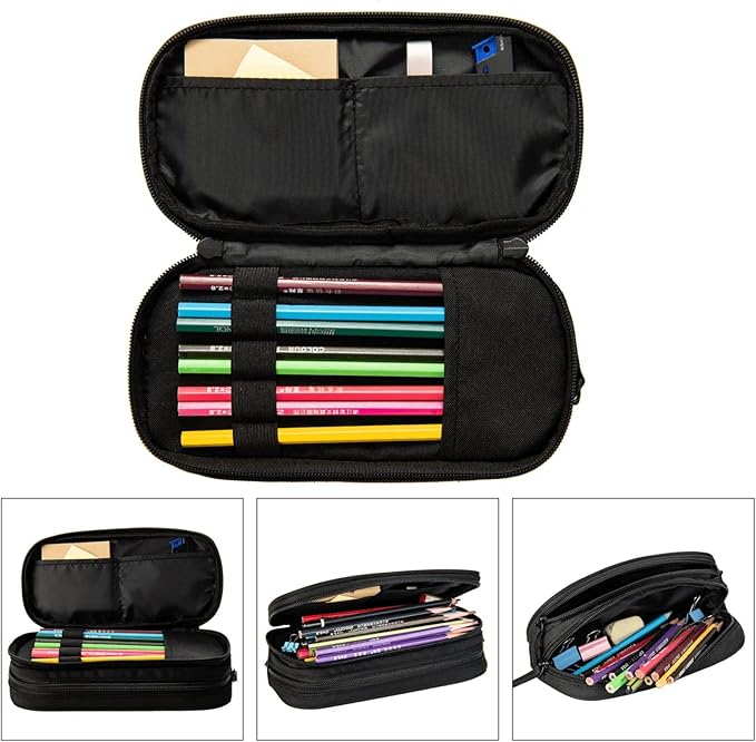 Sports-Themed Football Pencil Case for Kids Boys Girls, Big Capacity Black Pencil Pouch, Cool Pencil Bag Portable Stationery Storage Box Desk Pen Bag for School Office