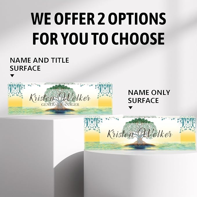 Personalized Acrylic Desk Name Plate Custom Employee Appreciation Gifts Office Gifts for Women, Men, Boss, Coworkers, Teacher, Nurse (Tree of Life)