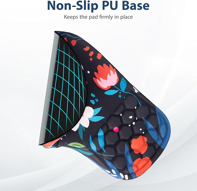 EYROZILL 3 in 1 Ergonomic Mouse Pad and Keyboard Wrist Rest, Cute Mouse Pad with Wrist Support Massage Design, Non-Slip Wrist Pad for Mouse, Desk Mouse Set(Flower)