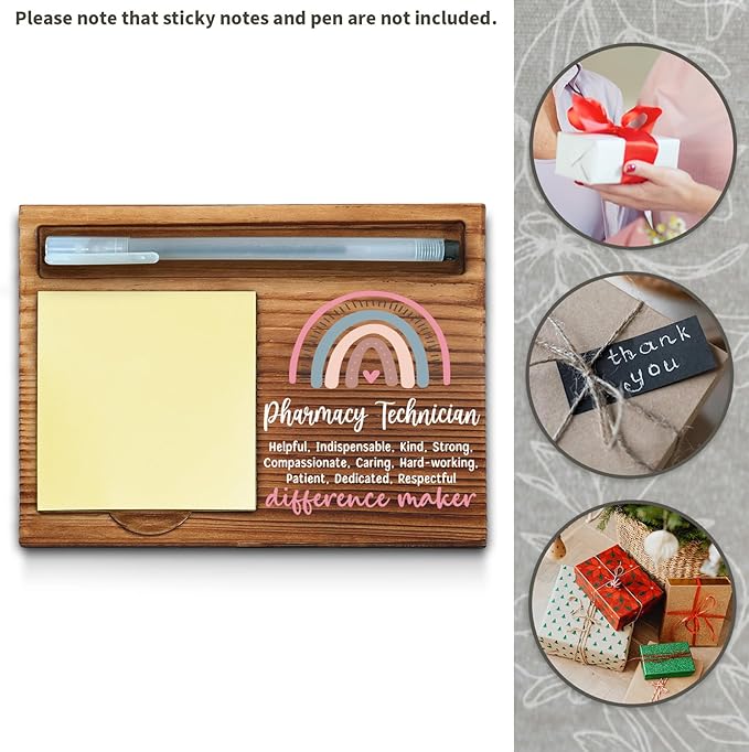 Pharmacy Technician Sticky Note Holder, Pharm Tech Office Decor, Pharmacy Technician Thank You Appreciation Gifts for Women Self-Stick Note Pad Holders WPP111