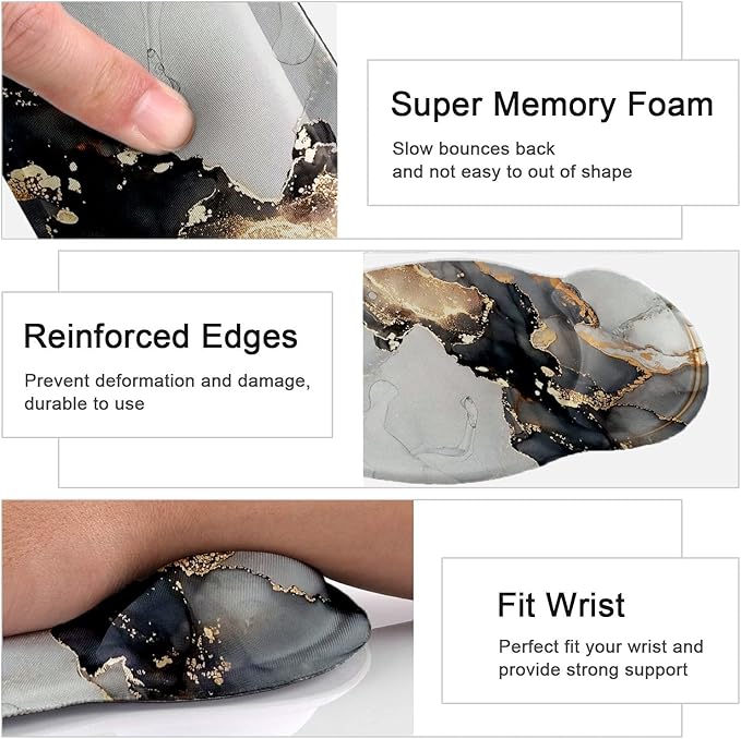 Lateefah Mouse Pad with Wrist Rest, 3-in-1 Gaming Mouse Pad, Keyboard Wrist Rest, Ergonomic Memory Foam Mousepad with Wrist Support for Computer Keyboard