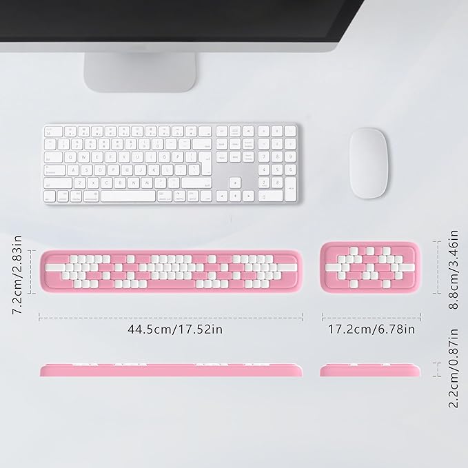 MEKASS Keyboard Wrist Rest, Ergonomic Wrist Pad, Soft Memory Foam Keyboard Hand Rest with Non-Slip Base, Easy Typing, Pain Relief, Comfort Support for Office Work Gaming Accessories (Pink White)