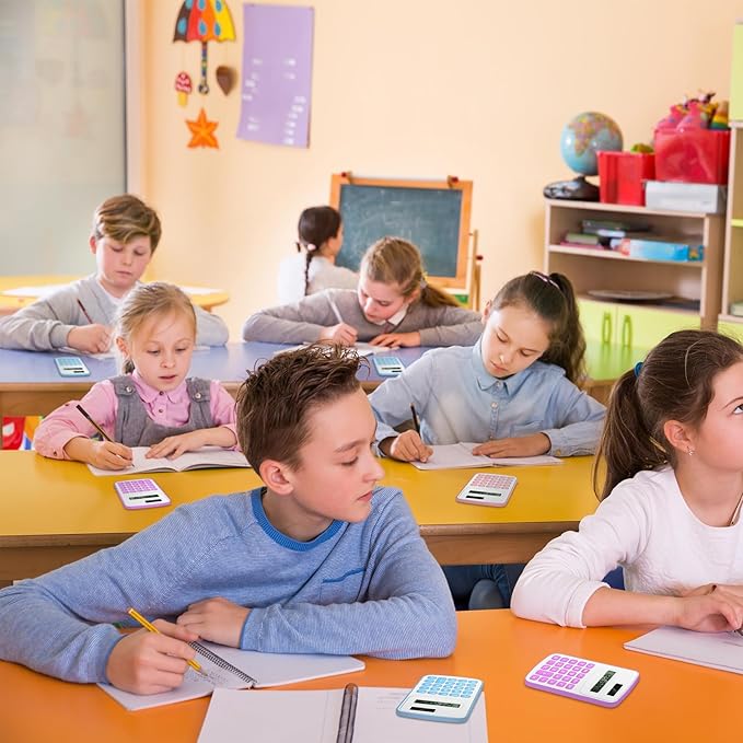 Treela 30 Pcs Pocket Size Calculator for Students Bulk Mini Handheld Cute Basic Standard with Button Battery 8 Digit Display Desktop Calculator for Office, School (Gentle Color)