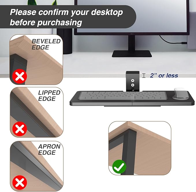 Large Under Desk Rotatable Computer Keyboard and Mouse Tray, 23 x 10 inch Extra Sturdy Desk Swivel Clamp, Ergonomic Keyboard & Mouse Tray for Typing in Home, Office Work, Black