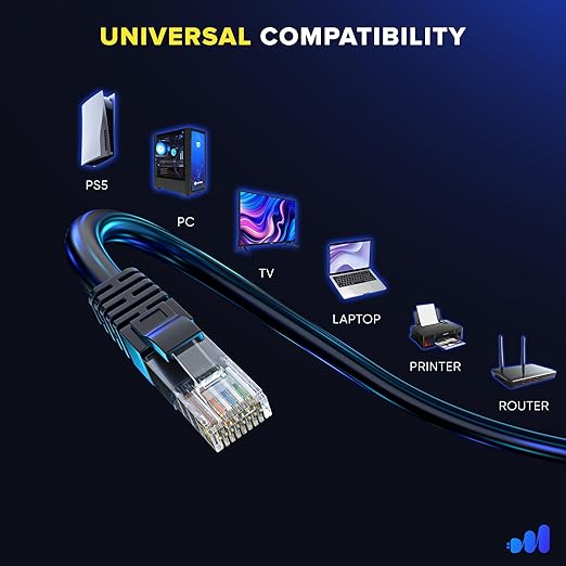 Maximm Cat 6 Ethernet Cable 6 ft (20-Pack) - High-Speed LAN Cable, Internet Cable, Patch Cable, and Network Cable - UTP, 10Gbps, 550MHz Ethernet Cord - Black & White