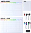 Amazon Basics Magnetic Dry Erase Calendar Whiteboard Set (3-Pack) for Fridge, 8 Markers and Eraser