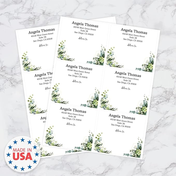 Custom Botanical Shipping Labels / 48 Personalized Address Labels/ 4" x 3½" Mailing Stickers/Made in USA