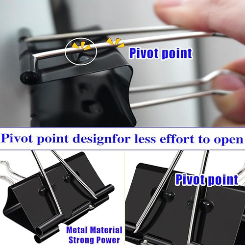 2 Inch Binder Clips(12 Pack), Upgrade Support Points Binder Clips Extra Large Paper Clamps for Office and Home Supplies