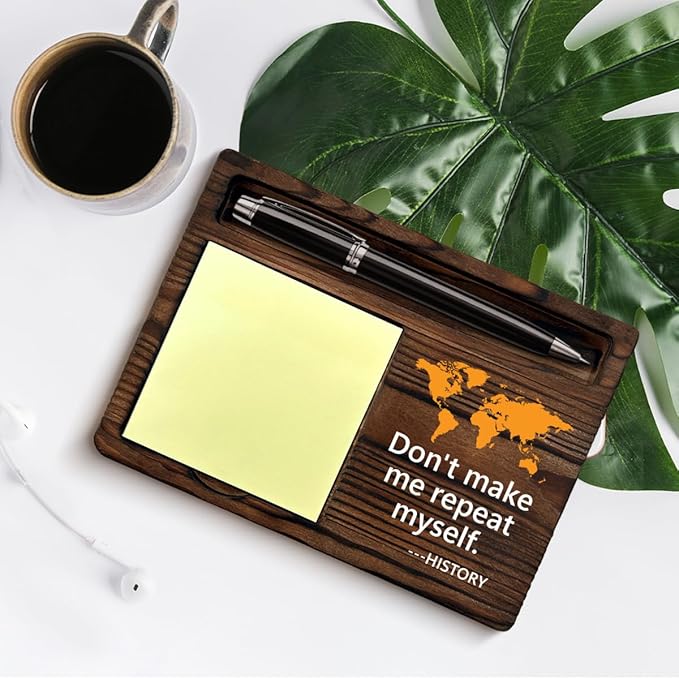 History Teacher Gifts for Men Women, Gifts for History Teacher Lovers Birthday Back to School, Don't Make Me Repeat Myself Sticky Note Holder Classroom Office Decor