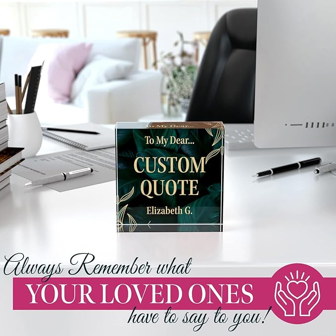 Custom Acrylic Sign Personalized, Custom Desk Name Plate, 18 Styles, (4"x4"), With Gift Box, USA Made by Acryluxe. (Luxurious)