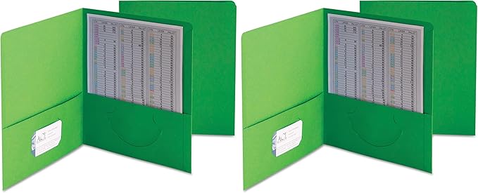 Smead Two-Pocket Heavyweight Folder, Letter Size, Green, 25 per Box (87855) (Pack of 2)