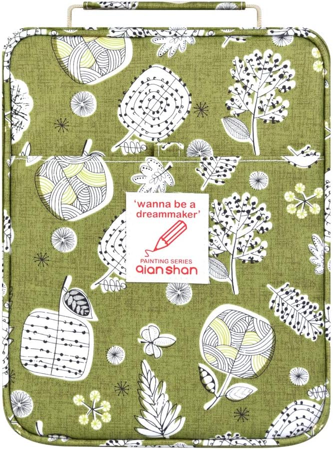 qianshan 202 Colored Pencils Pencil Case - 136 Color Gel pens Pen Bag or Marker Organizer - Universal Artist Use Supply Zippered Large Capacity Slot Super Big Professional Storage Dandelion