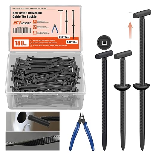 180 PCS 2026 New Upgrade Nylon Universal Cable Tie Buckle, with Clear Storage Box, Double-Sided Style Cable Tie Buckle, 5.91IN Extended Length Zip Tie for Car Repair (Fender, Bumper, Trunk Liner)