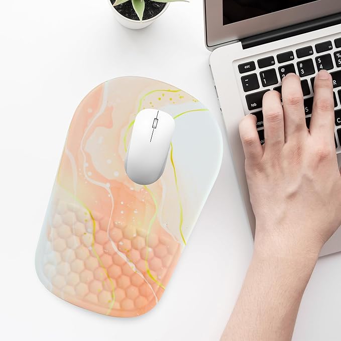 Ergonomic Mouse Pad with Wrist Support, Comfortable Memory Foam Mousepad with Massage Design and Non-Slip PU Base, Wrist Rest Mouse Pad for Office and Home, 12x8 Inch