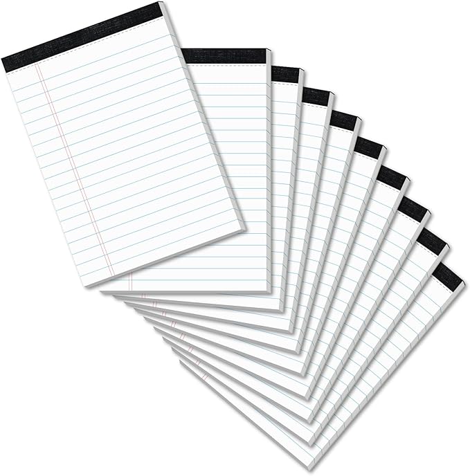 10 Pads Legal Pads 4x6 Inch Lined Ruled Perforated Writing Pad Small Notepads for Grocery List Shopping List To-Do List Narrow Rule Pad (30-Sheet/Pads) College Ruled Memo Pad Scratch Pad Lined Note