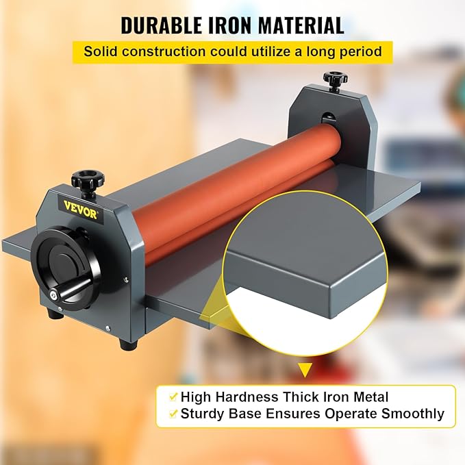 VEVOR 51 Inch Cold Laminator Machine 10mm Manual Vinyl Photo Film Cold laminator Hand Crank Pressure Cold Roll laminator(51Inch)