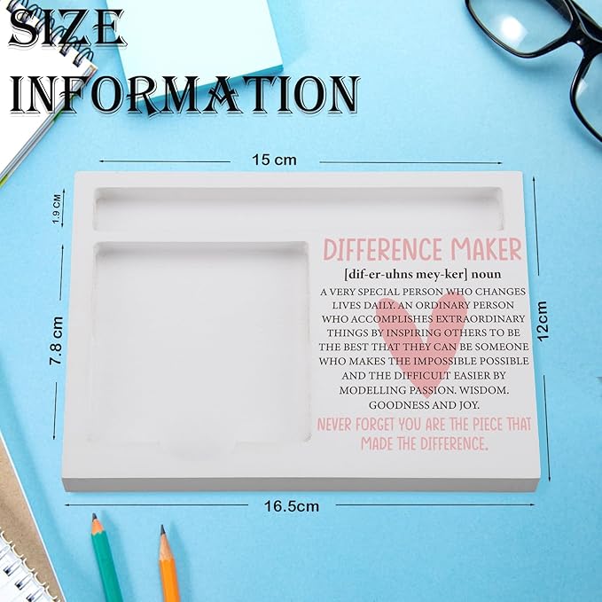 Difference Maker Sticky Note Holder for Desk, Appreciation Thank You Gift for Teacher Coworker Volunteer Mentor, Office Rainbow Decor, End of Year Gift for Women Men TZP159