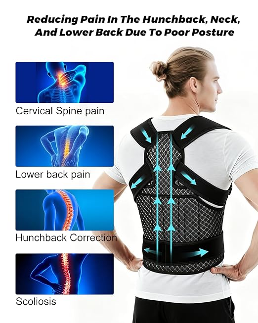 Back Support Brace Posture Corrector for Women and Men,Upgraded Full Back Brace Support, Upper and Lower Back Pain Relief - Scoliosis, Hunchback, Hump, Thoracic,Size L