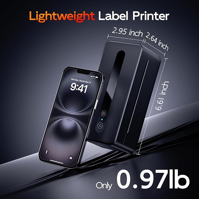 Bluetooth Thermal Label Printer, 300DPI 4X6 Shipping Label Printer for Small Business, Wireless Thermal Printer Compatible with Phone, iOS, Android, Windows, Mac, Amazon, Ebay, Shopify, Black
