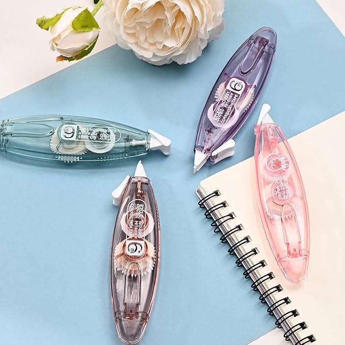 BAYTORY 8 Pcs White Correction Tape, Aesthetic Pull Out Tape 0.2" x 236" for Instant Corrections and Easy to Use Applicator, Correct Wrong Writing for Teacher & Classroom supplies (Pastel)