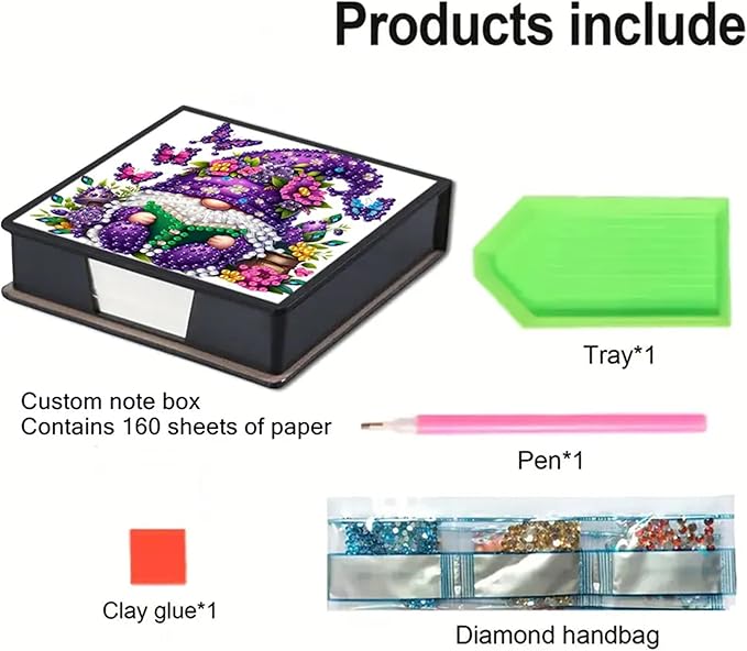 Dwarf Diamond Painting Kit Note Box,Memo Paper Storage Box Diamond Art,Sticky Note Holder Diamond Art,Diamond Painting Memo Pad For Office Desk. (Dwarf)