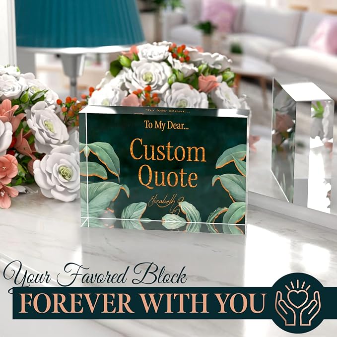 Personalized Gifts, Custom Quote Block Letter Board,Crystal-Clear Acrylic with Gift Box,17 Styles, Holiday and Christmas Gift for Mom, Dad, Girlfriend, Him or Her, Husband, Wife (5"x7, Botanical Lux)