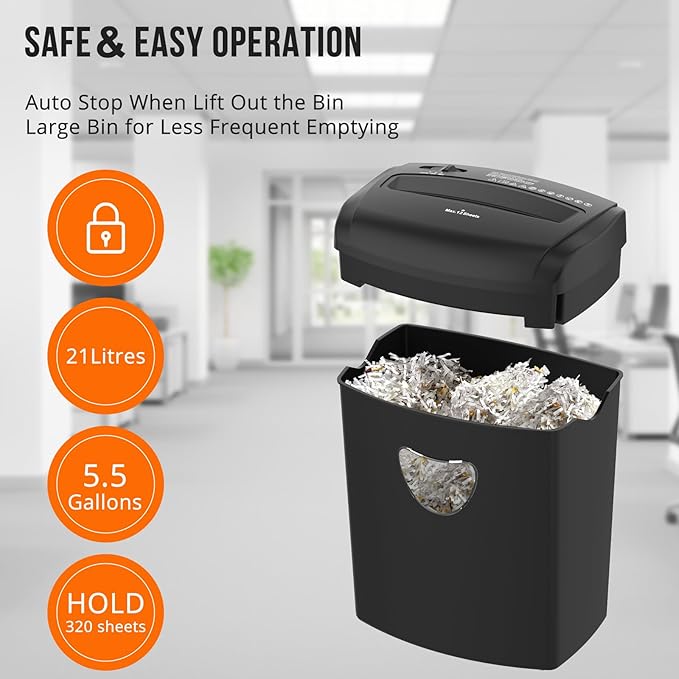 12-Sheet Cross-Cut Paper Shredder, P-4 Security Level for Home Office, 5.5 Gallon Bin, Destroys Credit Cards and Staples, ETL Certified, Black