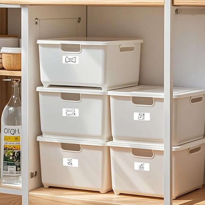 FINDAT Rectangle Label Stickers 1.57×0.75 Inch Vinyl Removable White Sticker Waterproof Writable File Folder Moving Labels for Boxes Home Office Labeling 160 PCS