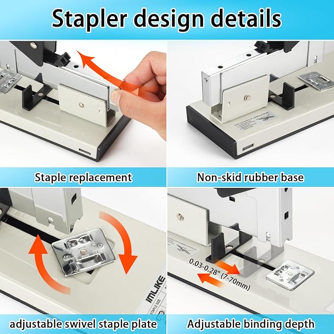 IMLIKE Heavy Duty Stapler with 2000 Staples：200 Sheets High Capacity Manual Desk Stapler,No Jam,Non-Slip,Include High Strength 23/13 & 23/23 Staples