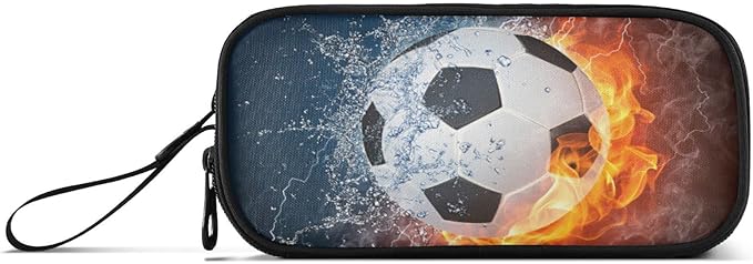 Soccer Football Ball Pencil Case Box Boys Girls Large Pencil Pouch with Zipper Compartments Big Capacity Stationery Pen Bag Organizer for Kids Teens Adults School Office