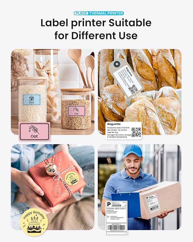POLONO Bluetooth Thermal Shipping Label Printer, Wireless 4x6 Shipping Label Printer for Small Business, Support iOS, Android, Windows, Mac. Compatible with Amazon, Ebay, Shopify, Etsy, USPS (Blue)