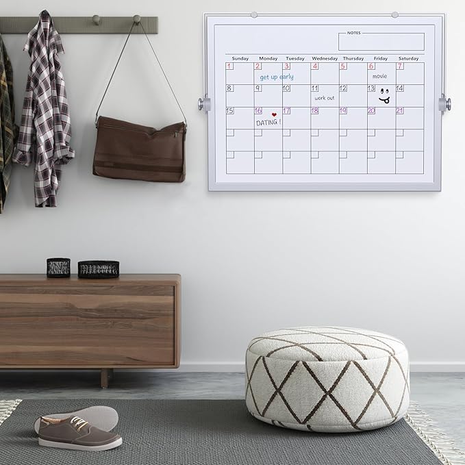 Dry Erase White Board, 16X12IN Magnetic Desktop Whiteboard Calendar with Stand, 8 Markers, 4 Magnets, 1 Eraser, Portable Double-Sided White Board Easel for Kids Memo to Do List Desk