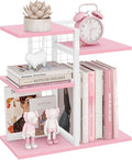 ELITEROO Desktop Bookshelf, Tiered Desk Organizer Shelf, Wooden Tabletop Bookshelf Small Desk Book Shelf, Dresser Top Organization Storage Rack and Desk Decorations for Women Office, Pink