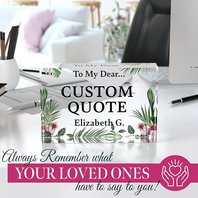 Personalized Gifts, Custom Quote Block Letter Board,Crystal-Clear Acrylic with Gift Box,17 Styles, Holiday and Christmas Gift for Mom, Dad, Girlfriend, Him or Her, Husband, Wife (4"x6", Garden)