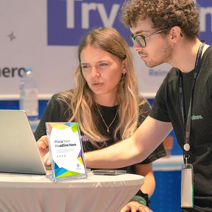 10 Pack 4x6 Inch Small Sign Holder Vertical, Double-Sided Usage with Swivel Base for Table Display, for Office, Store, Restaurant, Retail Counters, for Menu, Message Board, Note