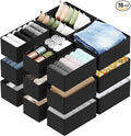 SpaceAid Drawer Organizer for Clothes, 18 Pack Dresser Drawer Organizer Bins, Closet Organizers and Storage Dividers for Clothing, Underwears, Socks (Black)