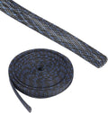 25ft PET Expandable Wire Loom 1/2 Inch, PET Braided Wire Sleeving Cable Management Sleeve Tubing [for Audio Video Home Office Cord Protector]-Black Blue