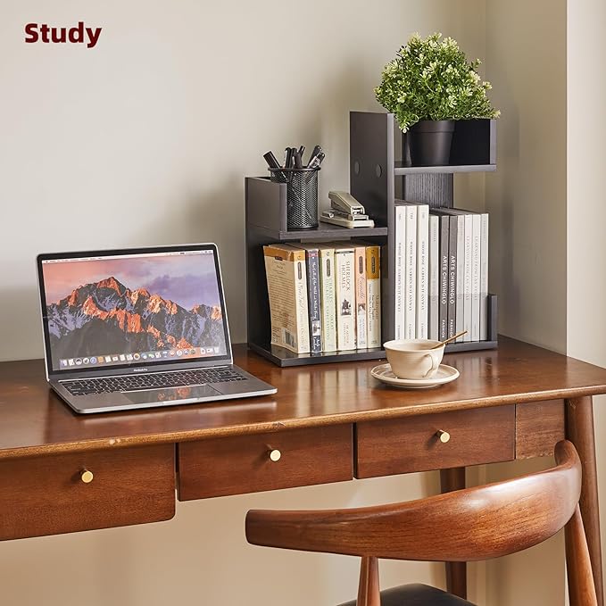 Book Organizer for Desk, Cute Desk Top Organizing, Tree Bookshelf Unique Nursery Bookcase, Book Ends for Desk, Book Holder for Shelf Black YD-DSR002B