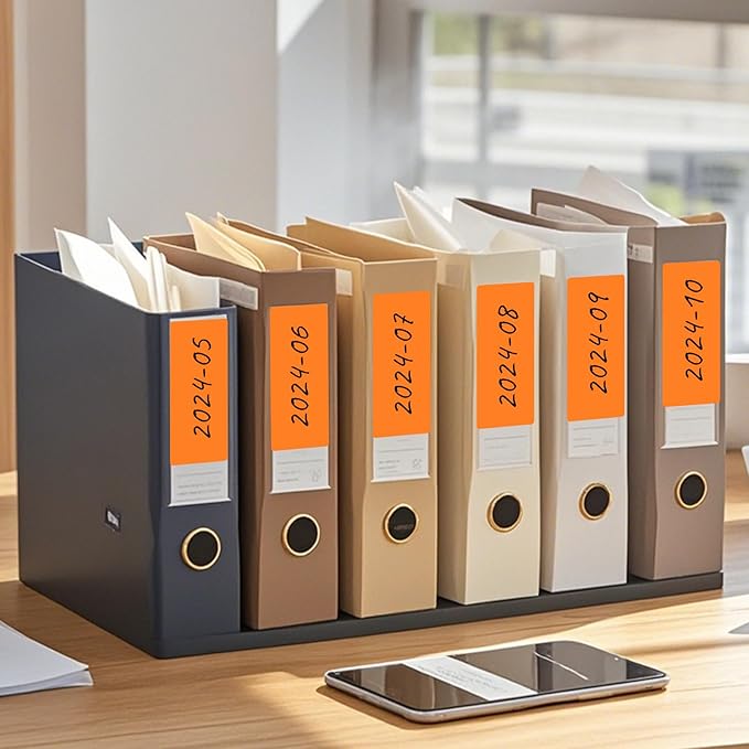 FINDAT Color Coding Stickers Rectangle 4×2 Inch Vinyl Orange Sticker Removable Waterproof Writable File Folder Moving Labels for Boxes Home Office Marking 160 PCS
