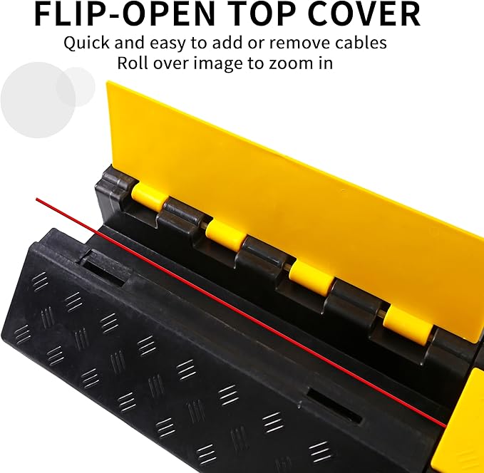 Rubber Cable Ramp Cord Cover Cable Protector Ramps Wire Hose Protective 1 Channel 22000Lbs Load Capacity Traffic Speed Bump for Asphalt Concrete Gravel Driveway, 1 Pack