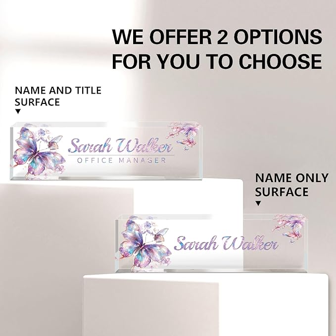 Name Plate for Desk, Desk Name Plate Personalized, Office Decor for Women Men, Acrylic Desktop Accessories, Office Appreciation Gifts for Boss Social Workers Nurse Teacher Employee (Galaxy)