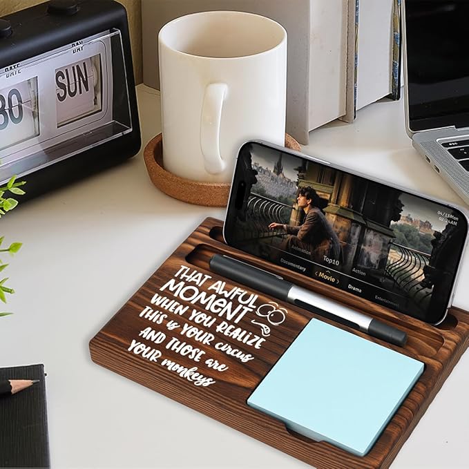Bosses Day Gifts for Women Men Manager Funny Office Decor for Women Wooden Sticky Note Holder National Boss Day Decorations Gifts for Supervisor Leader HR Men Manager Coworker Office Desk Decor A 01
